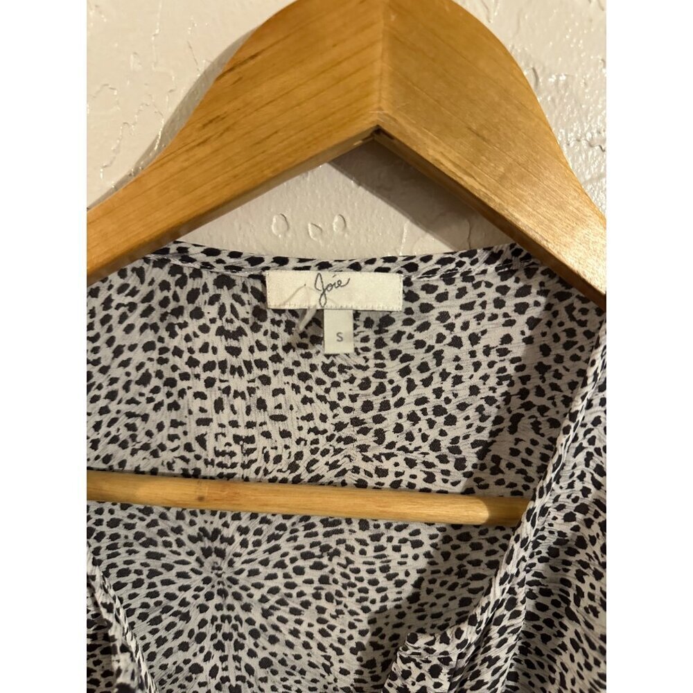Y Joie 100% Silk Black & White Leopard Animal Print Button Up Blouse - Picture 8 of 11